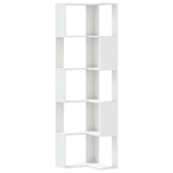 vidaXL Corner Bookcase 5-Tier Corner Bookshelf Corner Rack Engineered Wood - white