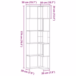 vidaXL Corner Bookcase 5-Tier Corner Bookshelf Corner Rack Engineered Wood - white - Additional view 8
