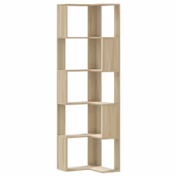 vidaXL Corner Bookcase 5-Tier Corner Bookshelf Corner Rack Engineered Wood - sonoma oak