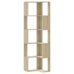 vidaXL Corner Bookcase 5-Tier Corner Bookshelf Corner Rack Engineered Wood - sonoma oak