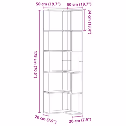 vidaXL Corner Bookcase 5-Tier Corner Bookshelf Corner Rack Engineered Wood - sonoma oak