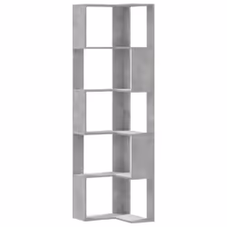 vidaXL Corner Bookcase 5-Tier Corner Bookshelf Corner Rack Engineered Wood - concrete grey