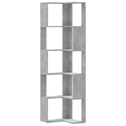 vidaXL Corner Bookcase 5-Tier Corner Bookshelf Corner Rack Engineered Wood - concrete grey
