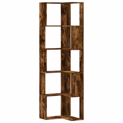 vidaXL Corner Bookcase 5-Tier Corner Bookshelf Rack Smoked Oak Engineered Wood