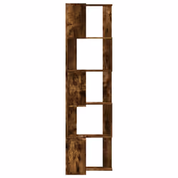 vidaXL Corner Bookcase 5-Tier Corner Bookshelf Rack Smoked Oak Engineered Wood - Additional view 4