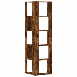 vidaXL Corner Bookcase 5-Tier Corner Bookshelf Rack Smoked Oak Engineered Wood - Additional view 5
