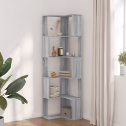 vidaXL Corner Bookcase 5-Tier Grey Sonoma 50x50x179 cm Engineered Wood - Additional view 2