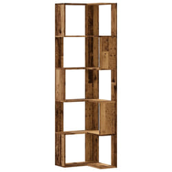 vidaXL Corner Bookcase 5-Tier Corner Bookshelf Corner Rack Engineered Wood - old wood