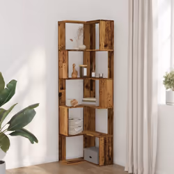 vidaXL Corner Bookcase 5-Tier Corner Bookshelf Corner Rack Engineered Wood - old wood