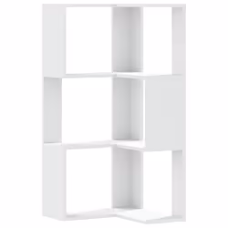 vidaXL Corner Bookcase 3-Tier Corner Bookshelf Corner Rack Engineered Wood - white