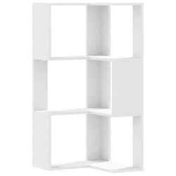 vidaXL Corner Bookcase 3-Tier Corner Bookshelf Corner Rack Engineered Wood - white