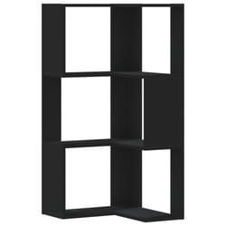 vidaXL Corner Bookcase 3-Tier Corner Bookshelf Corner Rack Engineered Wood - black