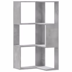 vidaXL Corner Bookcase 3-Tier Corner Bookshelf Corner Rack Engineered Wood - concrete grey