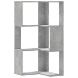 vidaXL Corner Bookcase 3-Tier Corner Bookshelf Corner Rack Engineered Wood - concrete grey