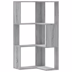 vidaXL Corner Bookcase 3-Tier Corner Bookshelf Corner Rack Engineered Wood - grey sonoma