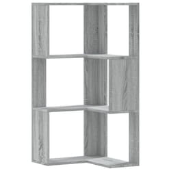 vidaXL Corner Bookcase 3-Tier Corner Bookshelf Corner Rack Engineered Wood - grey sonoma