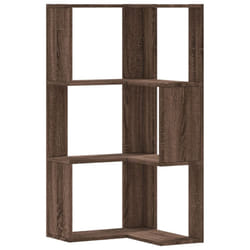 vidaXL Corner Bookcase 3-Tier Corner Bookshelf Corner Rack Engineered Wood - brown oak