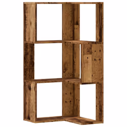 vidaXL Corner Bookcase 3-Tier Corner Bookshelf Corner Rack Engineered Wood - old wood