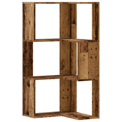 vidaXL Corner Bookcase 3-Tier Corner Bookshelf Corner Rack Engineered Wood - old wood