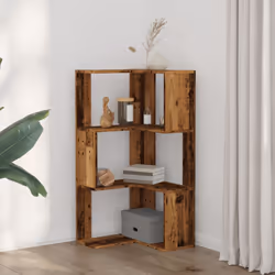 vidaXL Corner Bookcase 3-Tier Corner Bookshelf Corner Rack Engineered Wood - old wood