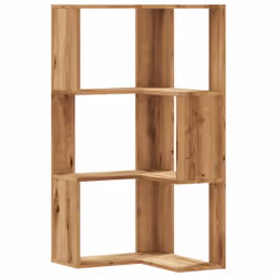 vidaXL Corner Bookcase 3-Tier Corner Bookshelf Corner Rack Engineered Wood - oak
