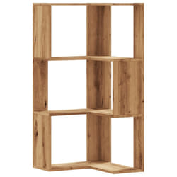 vidaXL Corner Bookcase 3-Tier Corner Bookshelf Corner Rack Engineered Wood - oak