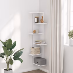 vidaXL Wall Corner Shelf Wall Mounted Shelf Floating Shelf Engineered Wood - white