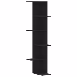 vidaXL Wall Corner Shelf Wall Mounted Shelf Floating Shelf Engineered Wood - black