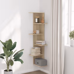 vidaXL Wall Corner Shelf Wall Mounted Shelf Floating Shelf Engineered Wood - sonoma oak