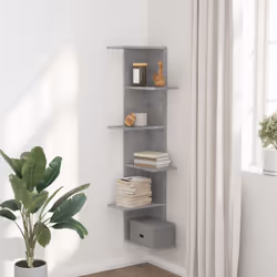 vidaXL Wall Corner Shelf Wall Mounted Shelf Floating Shelf Engineered Wood - concrete grey