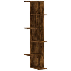 vidaXL Wall Corner Shelf Wall Mounted Shelf Floating Shelf Engineered Wood - smoked oak