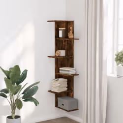 vidaXL Wall Corner Shelf Wall Mounted Shelf Floating Shelf Engineered Wood - smoked oak