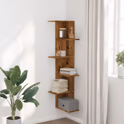 vidaXL Wall Corner Shelf Wall Mounted Shelf Floating Shelf Engineered Wood - old wood