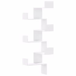 vidaXL Wall Corner Shelf Floating Shelf Rack Wall Shelf White Engineered Wood - white