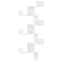 vidaXL Wall Corner Shelf Floating Shelf Rack Wall Shelf White Engineered Wood - white