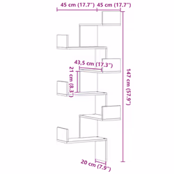 vidaXL Wall Corner Shelf Floating Shelf Rack Wall Shelf White Engineered Wood - white - Additional view 8