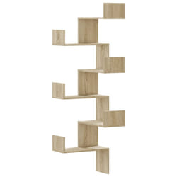 vidaXL Wall Corner Shelf Floating Shelf Rack Wall Shelf White Engineered Wood - sonoma oak