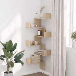 vidaXL Wall Corner Shelf Floating Shelf Rack Wall Shelf White Engineered Wood - sonoma oak