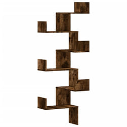 vidaXL Wall Corner Shelf Floating Shelf Wall Shelf Engineered Wood - smoked oak