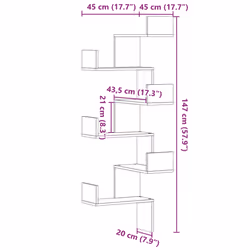 vidaXL Wall Corner Shelf Floating Shelf Wall Shelf Engineered Wood - smoked oak - Additional view 8