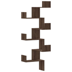 vidaXL Wall Corner Shelf Floating Shelf Rack Wall Shelf White Engineered Wood - brown oak