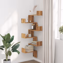 vidaXL Wall Corner Shelf Floating Shelf Wall Shelf Engineered Wood - oak