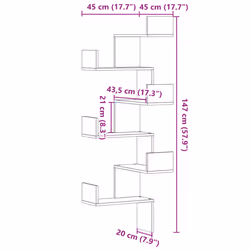 vidaXL Wall Corner Shelf Floating Shelf Wall Shelf Engineered Wood - oak