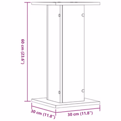 vidaXL Speaker Stands Living Room Speaker Floor Stand 2 pcs Engineered Wood - old wood, 30 x 30 x 60 cm