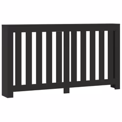 vidaXL Radiator Cover Heater Cover Slats Radiator Shelf Black Engineered Wood