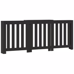 vidaXL Radiator Cover Heater Cover Slats Radiator Shelf Black Engineered Wood