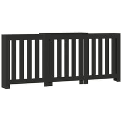 vidaXL Radiator Cover Heater Cover Slats Radiator Shelf Black Engineered Wood