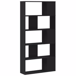 vidaXL Bookcase 5-Tier Bookshelf Storage Book Shelf Book Rack Engineered Wood - black, 80.5 x 23.5 x 162.5 cm - Additional view 4