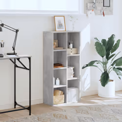 vidaXL Bookcase Bookshelf Rack Storage Cabinet Book Stand Engineered Wood - concrete grey