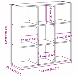 vidaXL Bookcase Bookshelf Book Rack Storage Cabinet Engineered Wood - sonoma oak, 102 x 32 x 102 cm - Additional view 3